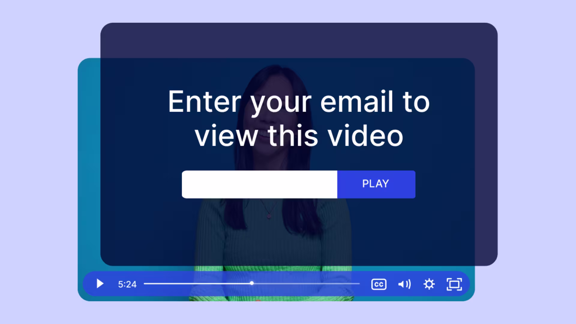 Wistia video player with an email gate that states “Enter your email to view this video” along with an input field and play button.